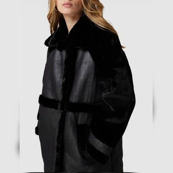 NEW - Edited  Size 40 - Anje Faux Fur Black Vegan Coat - Picture 3 of 12